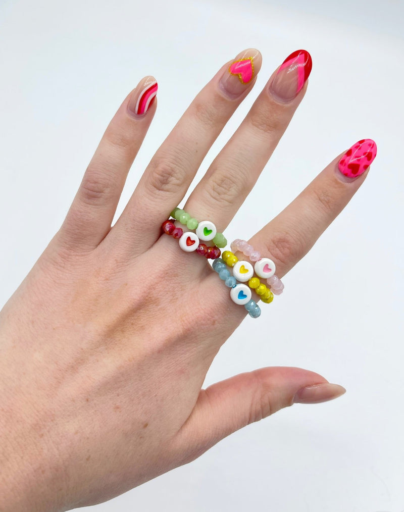 Colorful Heart Ring Set