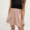 Smocked Faux Leather Mini Skirt