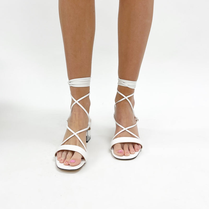 White Wrap Clear Heel