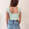 Mint Smocked Crop Top