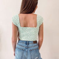 Mint Smocked Crop Top