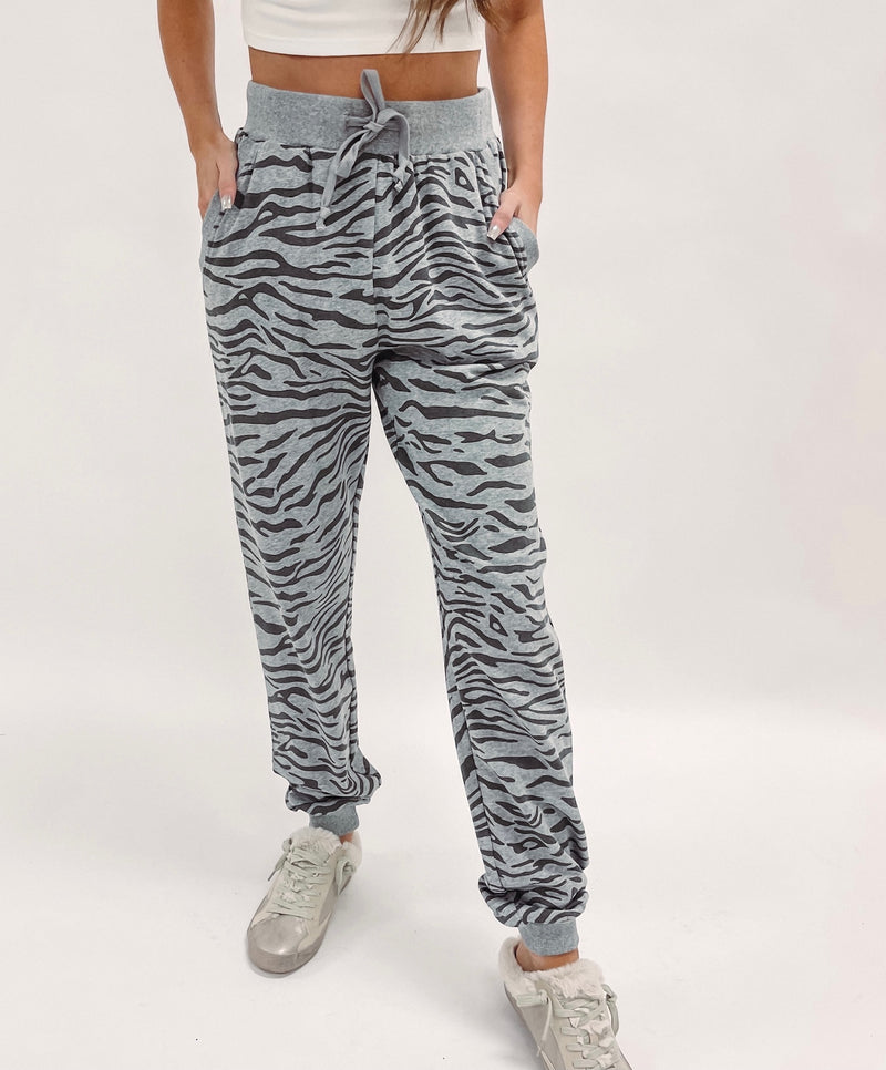 Grey Zebra Joggers