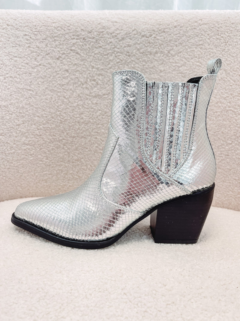 Metallic Silver Booties