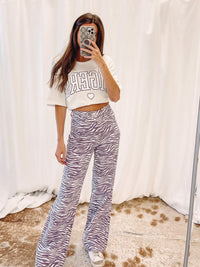 Purple Tiger Printed Denim Pants