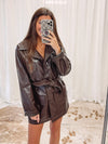 Espresso Faux Leather Coat