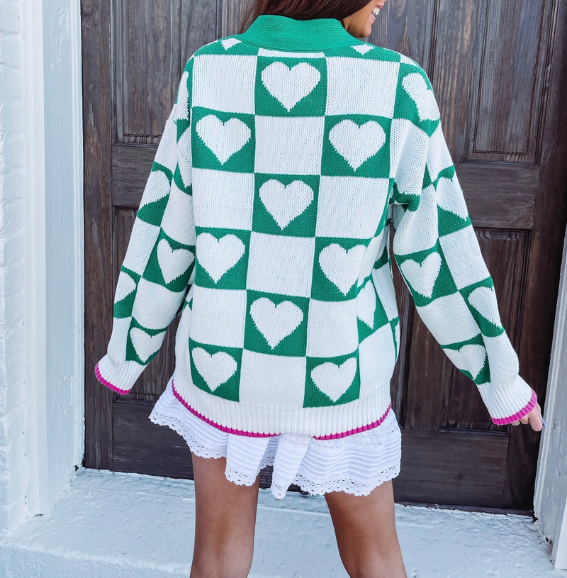 Heart Knit Jacquard Cardigan