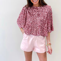 Flutter Sleeve Sequin Top