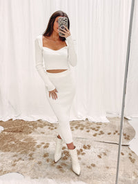 Ribbed Midi Skirt + Crop Set