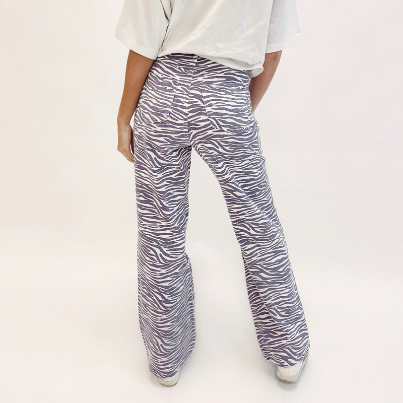 Purple Tiger Printed Denim Pants