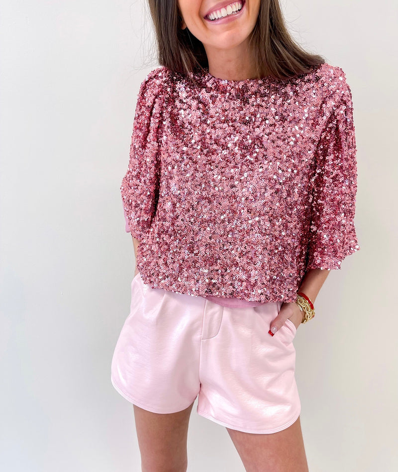 Flutter Sleeve Sequin Top