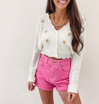 Embroidered Cardigan Sweater