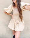 Smocked Puff Mini Dress