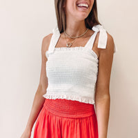 Adair Smocked Top- White