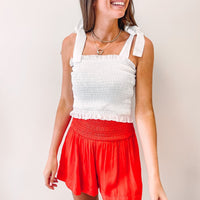 Adair Smocked Top- White