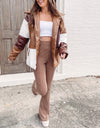 Color block Brown Puffer Jacket