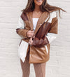 Color block Brown Puffer Jacket