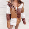 Color block Brown Puffer Jacket