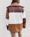 Color block Brown Puffer Jacket