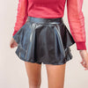 Faux Leather Ruffle Skort