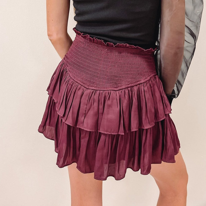 Smocked Skirt - Burgundy