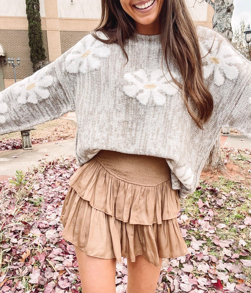 Smocked Skirt - Dark Taupe