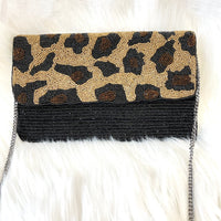 Cheetah Beaded Crossbody/Clutch