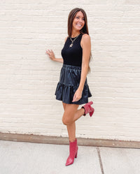 Faux Leather Ruffle Skirt