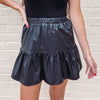 Faux Leather Ruffle Skirt