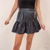 Faux Leather Ruffle Skirt