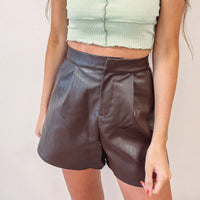 Chocolate Leather Shorts