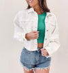 White Frayed Denim Jacket