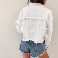 White Frayed Denim Jacket