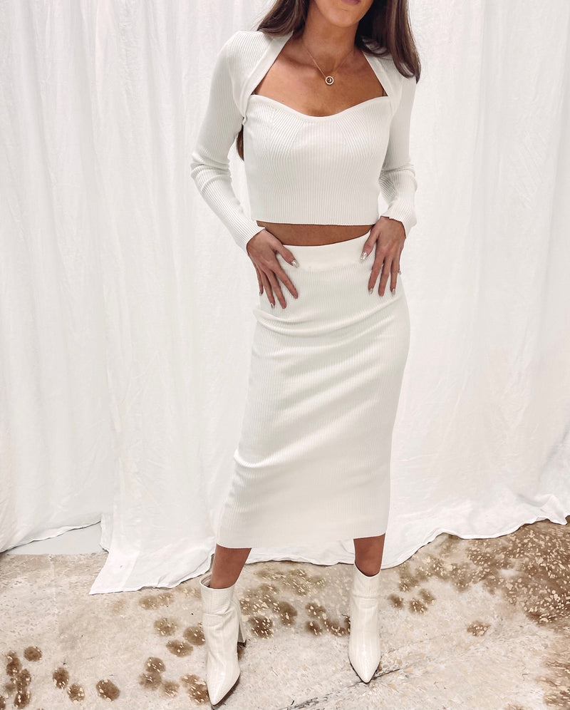 Ribbed Midi Skirt + Crop Set