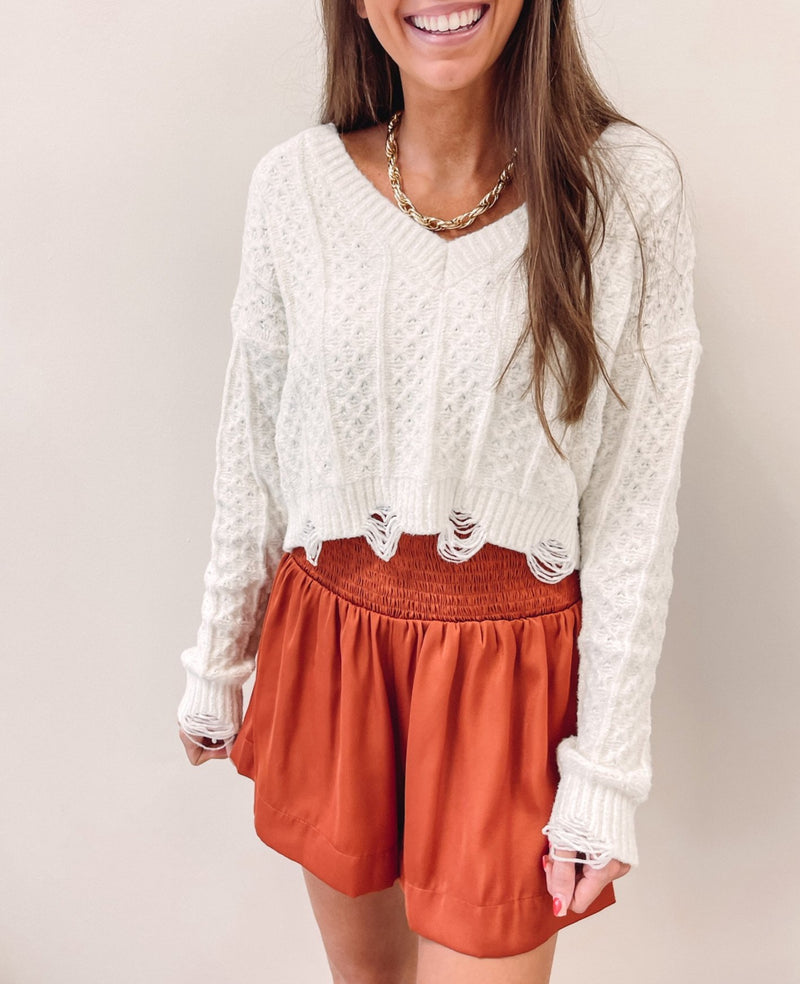 Adair Smocked Shorts - Rust