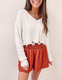 Adair Smocked Shorts - Rust