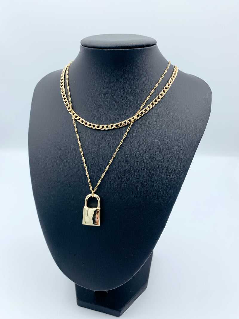 Double Layer Lock Necklace