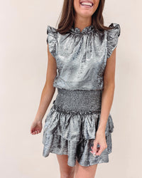 Cece Smocked Dress - Silver