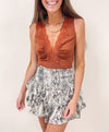 Metallic Snakeprint Smocked Skirt