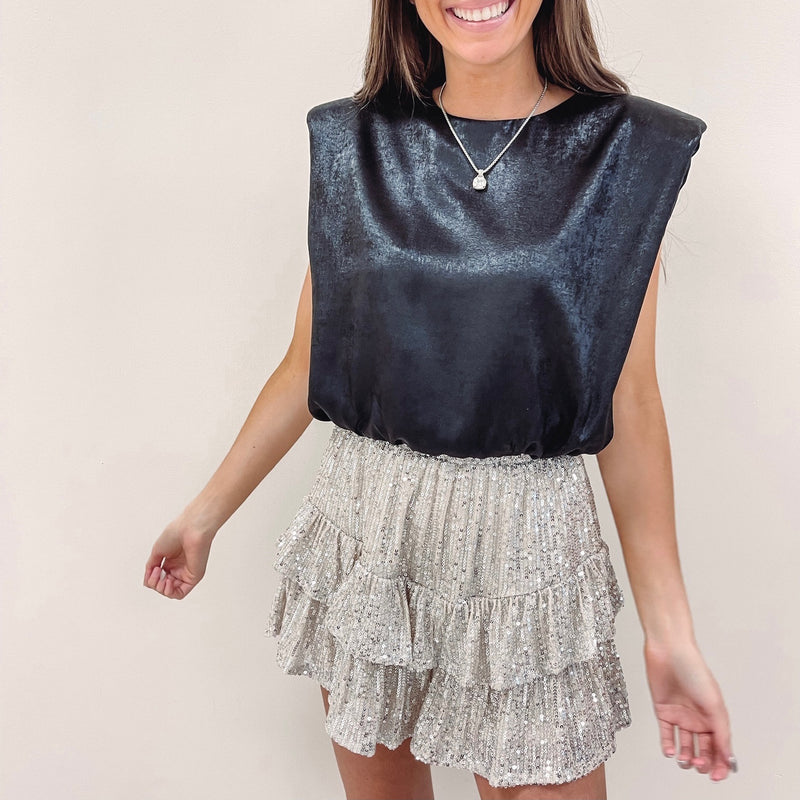 Ramona Top - Metallic Black