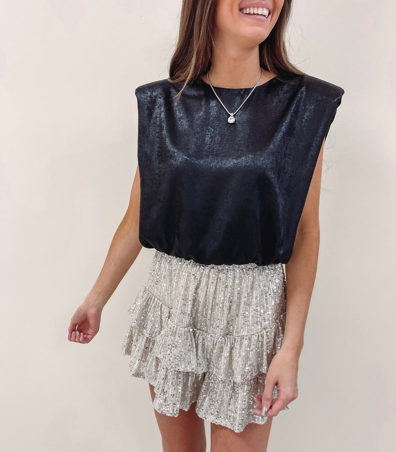 Ramona Top - Metallic Black