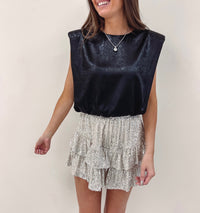 Ramona Top - Metallic Black