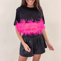 Hot Pink Feather Top