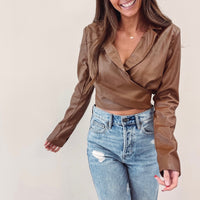 Cropped Leather Blazer