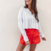 Smocked Athletic Shorts - Coral