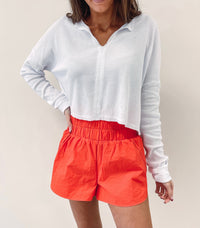 Smocked Athletic Shorts - Coral