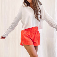 Smocked Athletic Shorts - Coral