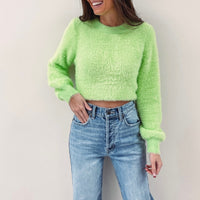 Fuzzy Lime Sweater