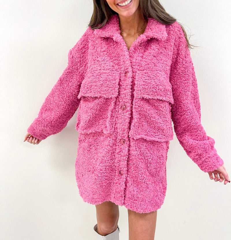 Pink Teddy Sherpa Coat