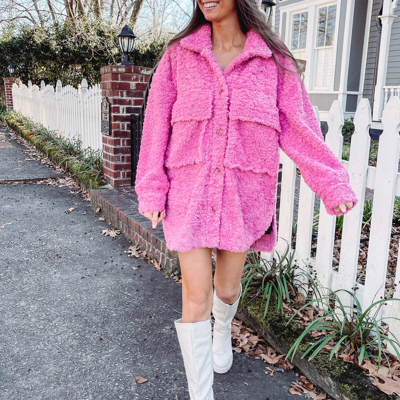 Pink Teddy Sherpa Coat