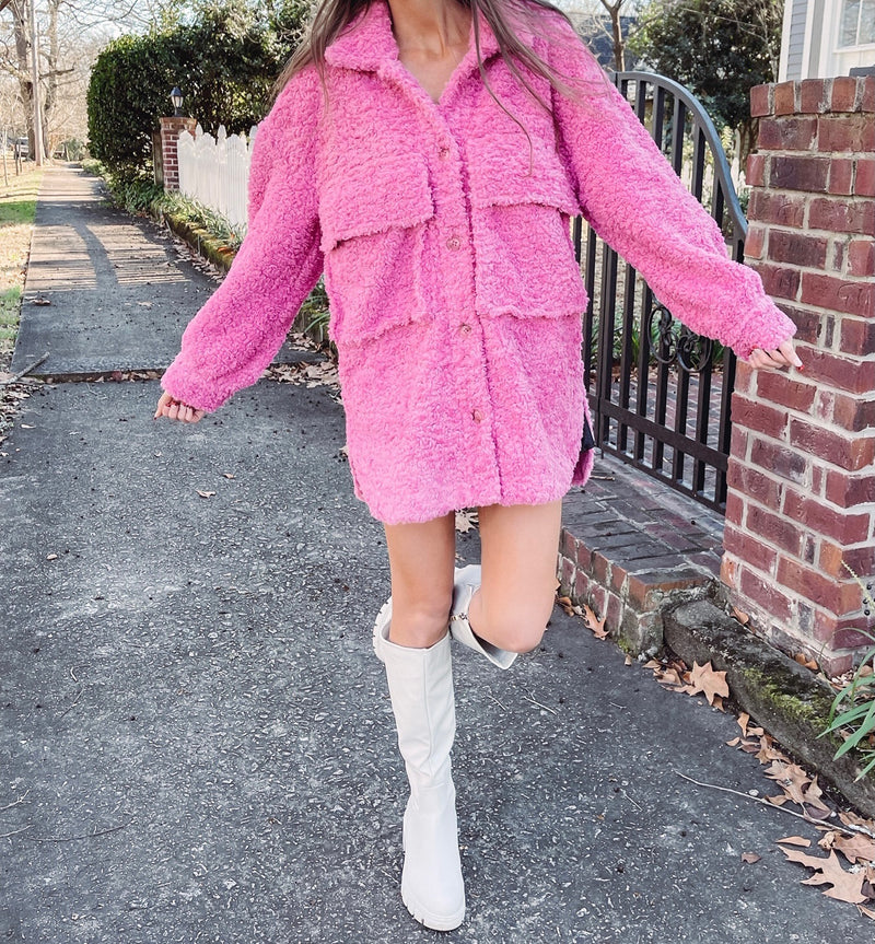 Pink Teddy Sherpa Coat